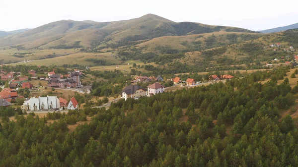 Luchtfoto Van Nederzetting Gajevi Servische Beroemde Toeristische Bestemming Regio Zlatibor — Stockfoto