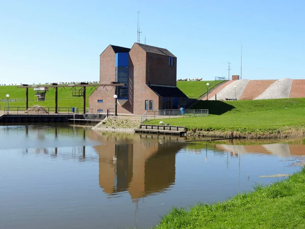 Pumpwerk Nordpolderzijl Noordpolderzijl Der Provinz Groningen Niederlande Damm Der Nordsee — Stockfoto