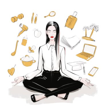 meditasyon yapan ve hayatı düşünen kadın