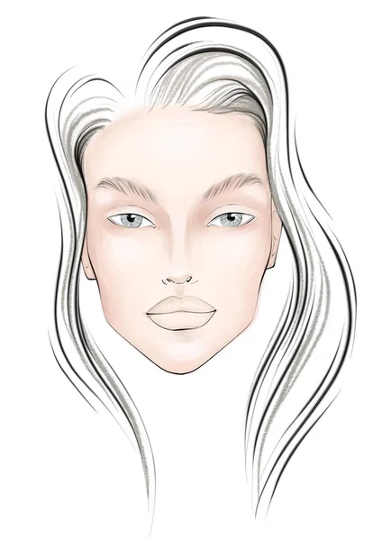 Çok uzun weavy saçlı kadın yüzü — Stok fotoğraf