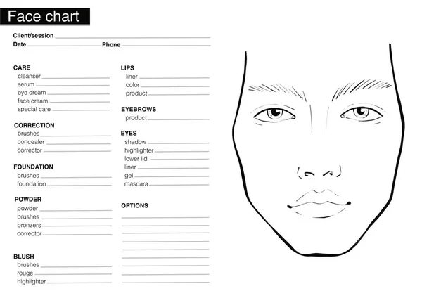 man face chart in black and white