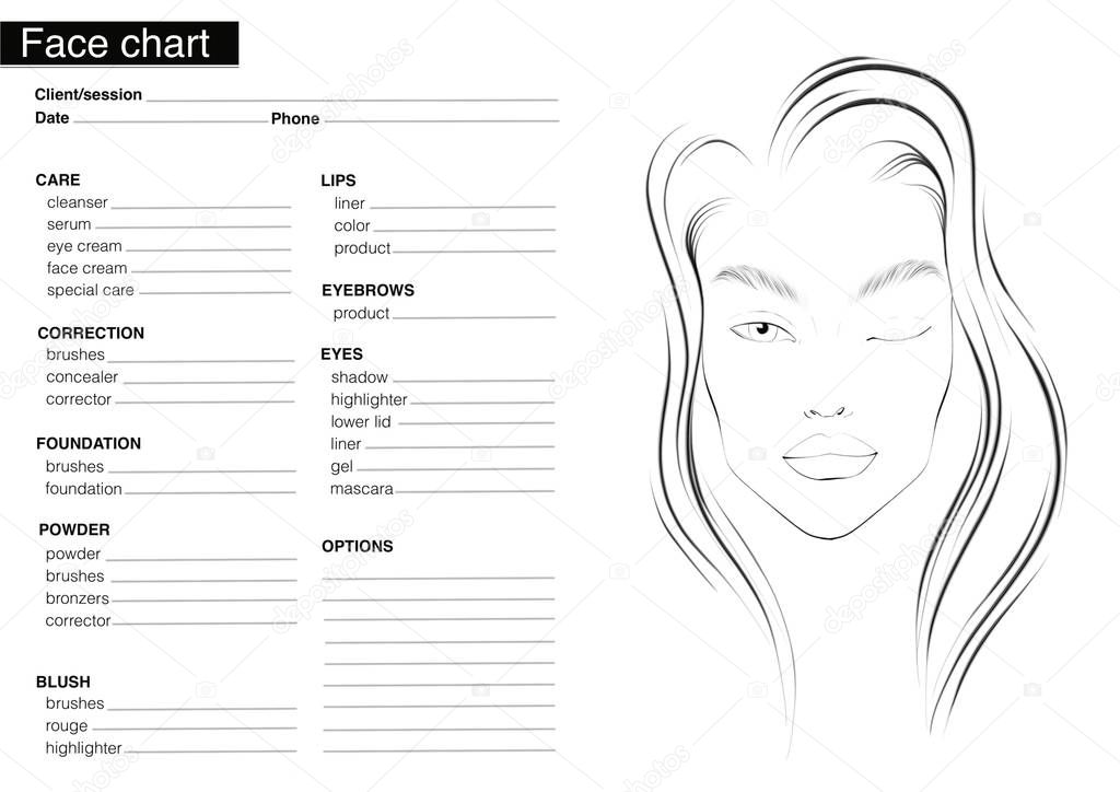 women face chart in black and white