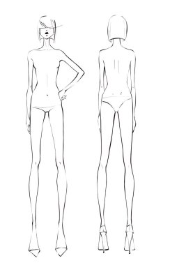 siyah beyaz kadın vücut grafiği