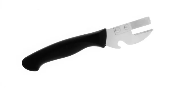 Bıçak tarzı teneke eski moda, üzerinde beyaz izole konserve açacağı. — Stok fotoğraf