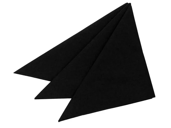 Três guardanapos de papel preto dobrados, guardanapos isolados em branco. Para funeral, velório etc. . — Fotografia de Stock