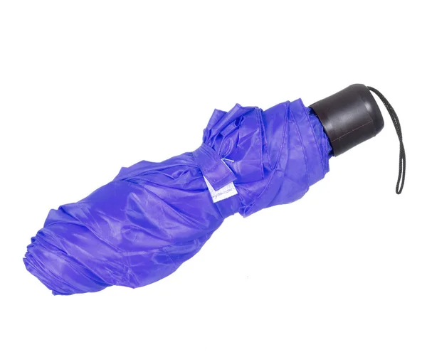 Fashionable violet, purple telescopic umbrella, closed, furled. Isolated on white background. — Stock Photo, Image