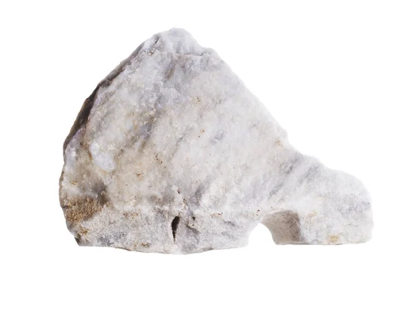 Un pezzo di marmo bianco appena tagliato dalle cave di Carrara, Italia. Isolato su sfondo bianco . — Foto Stock
