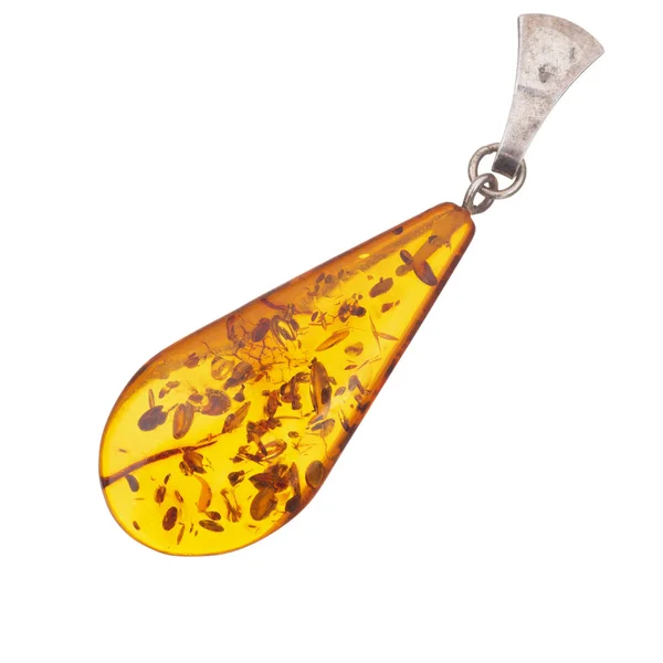 Amber pendant, almost certainly fake. Isolated on white. — Stock Photo, Image