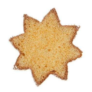 Pandoro, traditional Italian Christmas cake slice with icing sugar isolated on white. Star shape. clipart