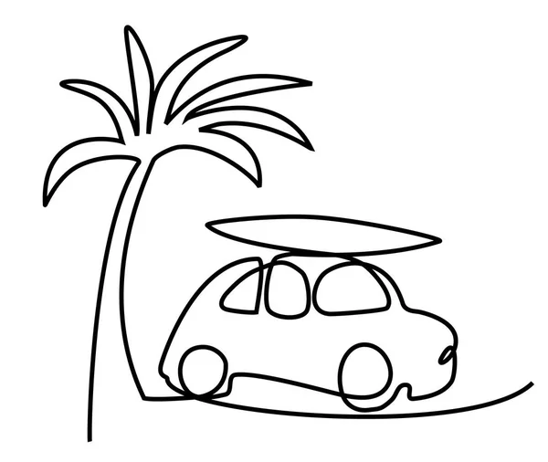 Viaje Vacaciones Verano Coche — Vector de stock