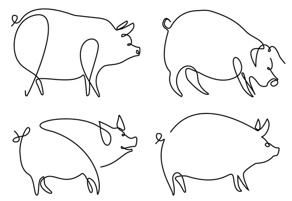 Pig Dessin Ligne — Image vectorielle