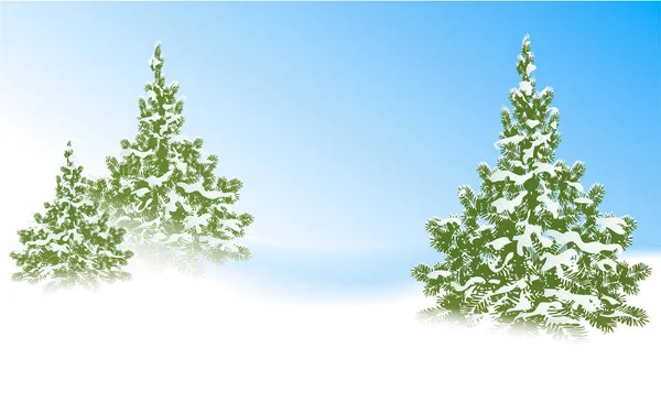 Kerstmis Achtergrond Met Sneeuw Bedekte Bomen — Stockvector