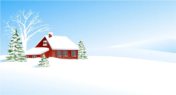 Navidad Invierno Paisaje Con Pequeño Asentamiento — Vector de stock