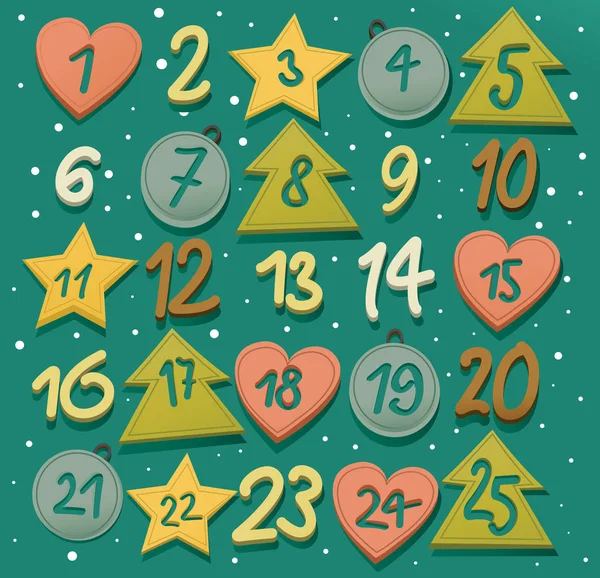 Adventskalender Weihnachten Feiertag Hintergrund — Stockvektor