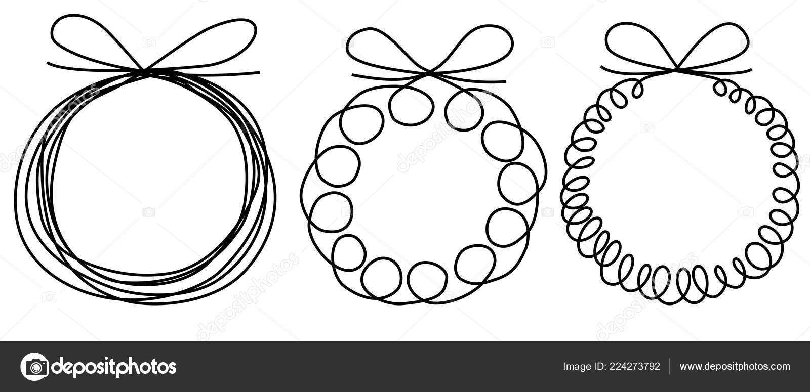 Christmas Wreath Line Drawing Holiday One Line Drawing Abstract Christmas Wreath Stock Vector C Agnieszka 224273792