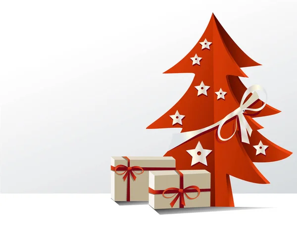 Árbol Navidad Con Regalos Fondo Vacaciones — Vector de stock