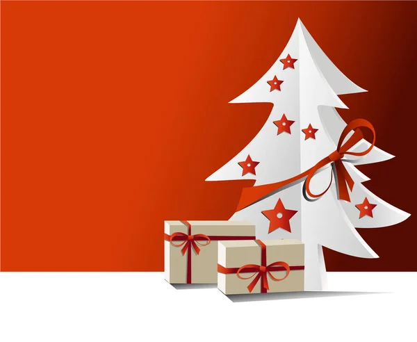 Árbol Navidad Con Regalos Fondo Vacaciones — Vector de stock