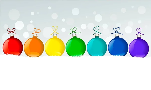 Kerstballen Regenboogkleuren — Stockvector