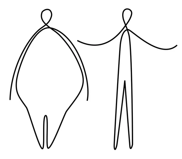 超薄和脂肪的一条线绘图 — 图库矢量图片