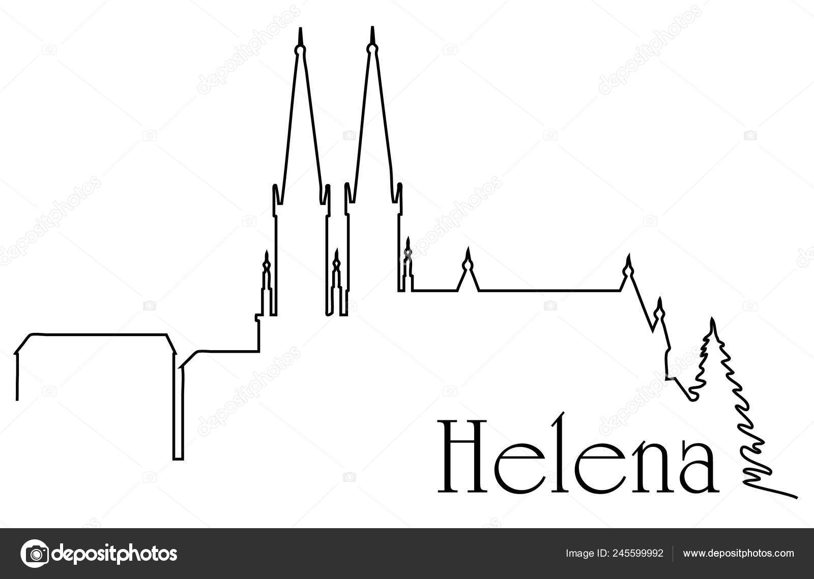 Helena Miasto Jedna Linia Rysunek Streszczenie Tlo Grod Grafika