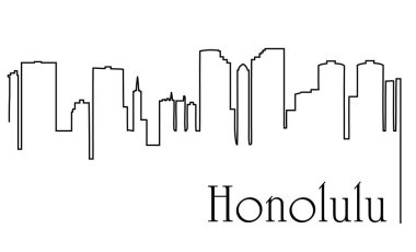 Honolulu şehri bir çizim için arka plan ile cityscape