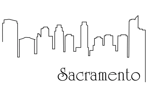 Sacramento Cidade Uma Linha Desenho Abstrato Fundo Com Paisagem Urbana — Vetor de Stock