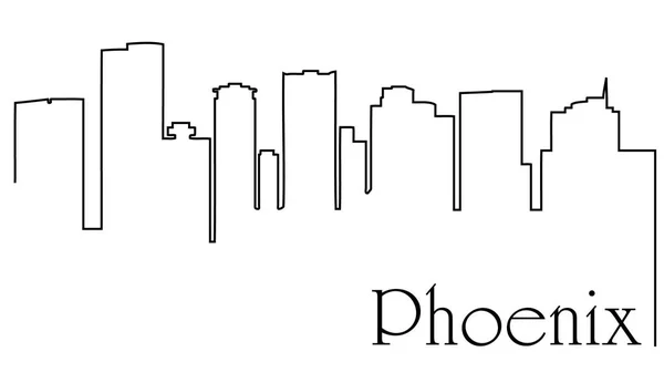 Phoenix Cidade Uma Linha Desenho Abstrato Fundo Com Paisagem Urbana — Vetor de Stock