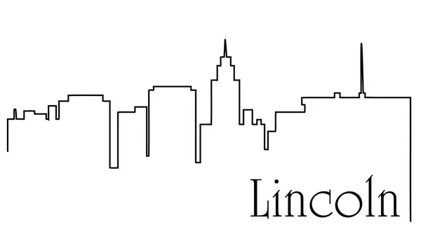 Lincoln Cidade Uma Linha Desenho Abstrato Fundo Com Paisagem Urbana — Vetor de Stock