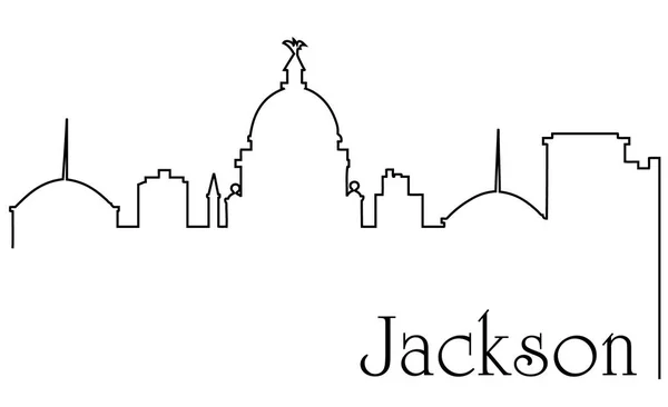 Jackson Cidade Uma Linha Desenho Abstrato Fundo Com Paisagem Urbana — Vetor de Stock