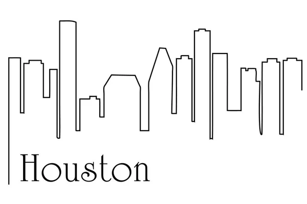 Houston Cidade Uma Linha Desenho Abstrato Fundo Com Paisagem Urbana — Vetor de Stock