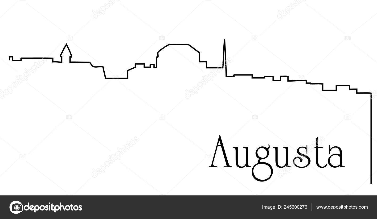 Augusta Miasto Jedna Linia Rysunek Streszczenie Tlo Grod Grafika