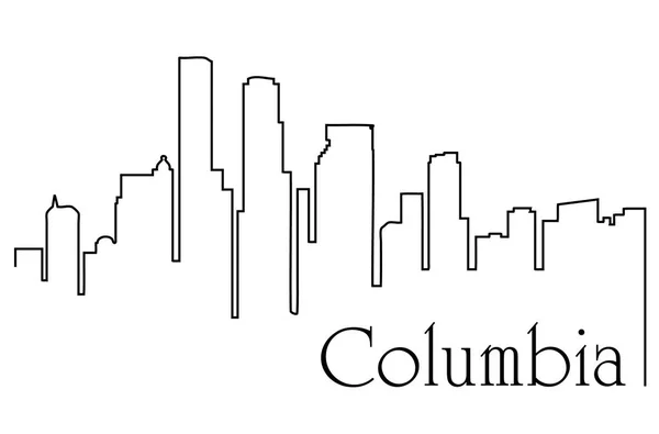 Columbia Cidade Uma Linha Desenho Abstrato Fundo Com Paisagem Urbana — Vetor de Stock