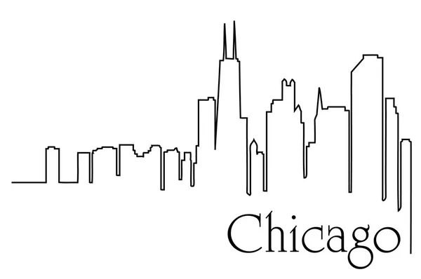 Chicago Cidade Uma Linha Desenho Abstrato Fundo Com Paisagem Urbana — Vetor de Stock