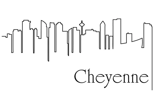 Cheyenne Miasto Jedna Linia Rysunek Streszczenie Tło Gród — Wektor stockowy