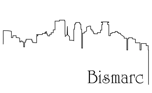 Bismarck Ciudad Una Línea Dibujo Fondo Abstracto Con Paisaje Urbano — Vector de stock