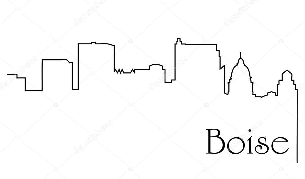 Boise city one line drawing abstract background with cityscape