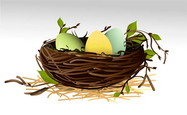 Vakantie Achtergrond Met Eieren Nest — Stockvector