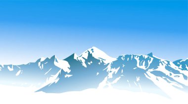 Winter landscape with high mountains clipart