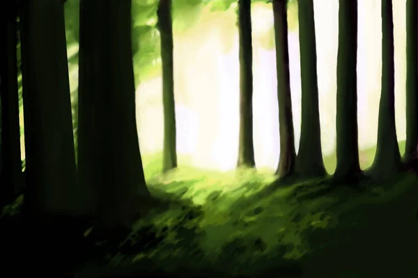 Wald Natur Abstrakte Illustration Mit Bäumen — Stockfoto