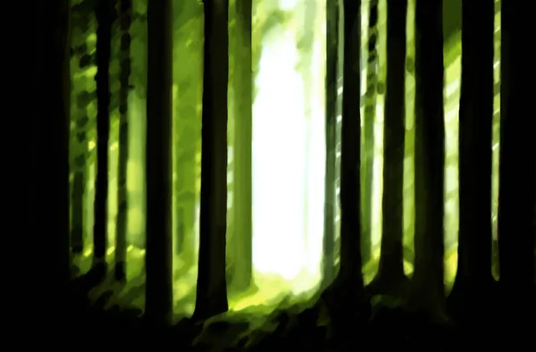 Wald Natur Abstrakte Illustration Mit Bäumen — Stockfoto