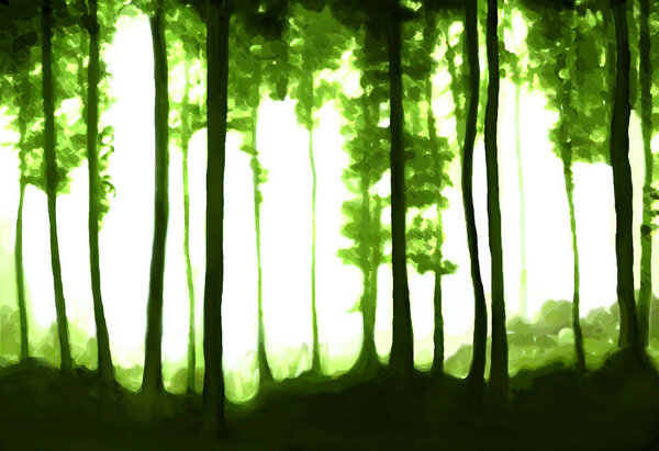 Forest nature abstract illustration with trees