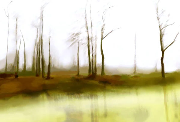 Forest nature abstract  illustration with trees
