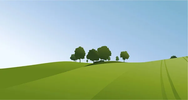 Paisaje Rural Con Campos Verdes — Vector de stock