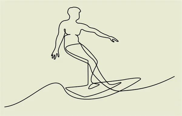 Soyut Sörfçü Bir Çizgi Çizim — Stok Vektör