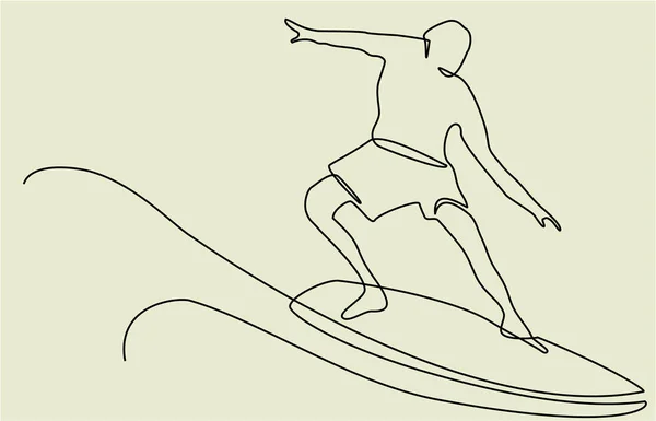 Surfer Abstrak Satu Baris Gambar - Stok Vektor