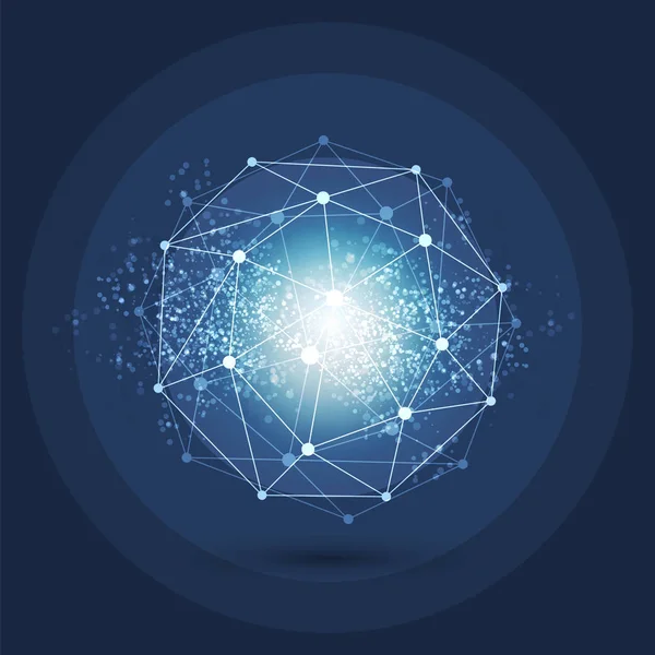 クラウド ・ コンピューティングとネットワークの概念の抽象的なグローバル デジタル接続、技術背景、独創的なデザイン要素テンプレート — ストックベクタ