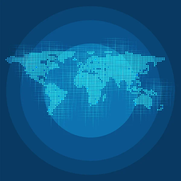 Conexões de Rede Digital, Fundo de Tecnologia - Conceito de Design de Computação em Nuvem com Mapa Mundial Avistado — Vetor de Stock