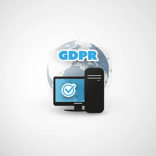 Concept de conception du Règlement général sur la protection des données (RGPD) de l'UE - Règles à respecter pour le stockage et le traitement sécurisés des données personnelles — Image vectorielle