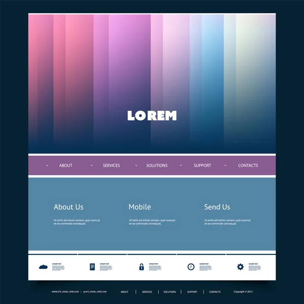 Modèle de conception de site Web pour votre entreprise avec motif rayé coloré — Image vectorielle