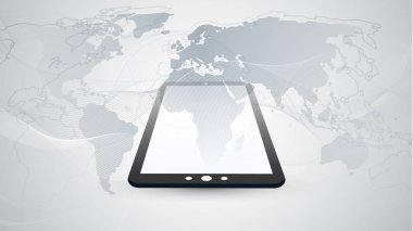 Dijital Ağ bağlantıları, teknolojik altyapı - Cloud Computing tasarım konsepti ile Dünya Haritası